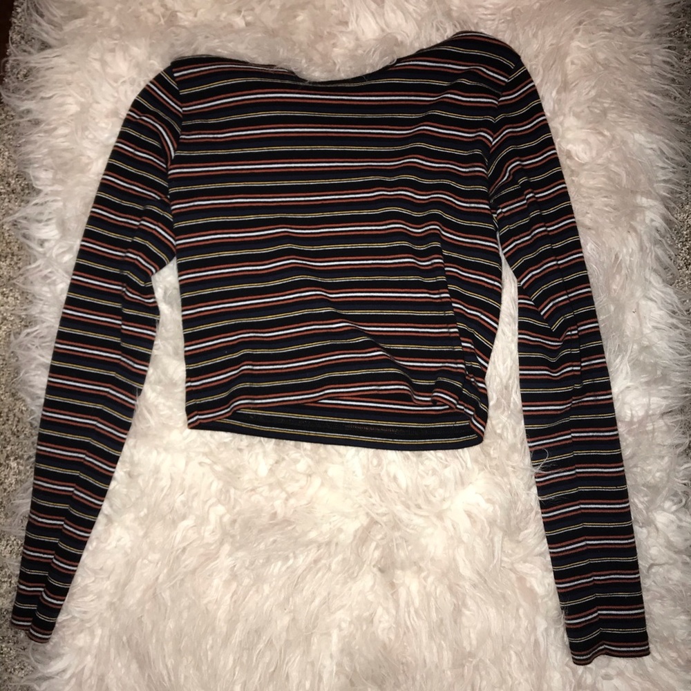 brandy melville cropped striped long sleeve